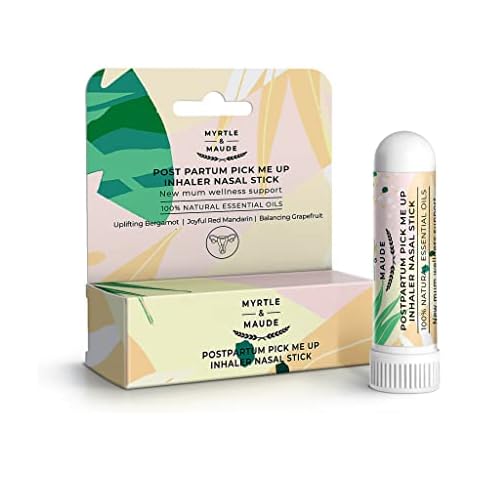 Myrtle & Maude - Postpartum Pick Me Up Aromatherapy Inhaler Nasal Stick - New Mum Wellness Support - 100% Natural Essential Oils - Made with Bergamot, Red Mandarin and Grapefruit - Vegan (1 Pack) Cover