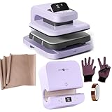 HTVRONT Auto Heat Press 2, Auto Tumbler Heat Press Purple, Teflon Sheets, Heat Resistant Gloves, Heat Tape