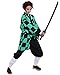 miccostumes Men's Kamado Tanjirou Demon Killing Corps Demon Hunter Uniform Cosplay Costume (M, Multicolored)