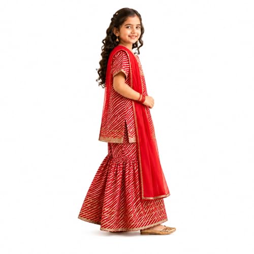 Image of LITTLE GINNIE Girls Kurta Sharara Set | Traditional Ethnic Wear for Kids