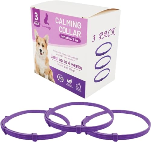 猫の鎮静首輪、猫のフェロモン首輪、不安とストレス解消のための犬の鎮静首輪、猫にフィットする防水調節可能な首輪、すべての小型犬、中型犬、大型犬に適合します。 (犬用首輪(3個〜70cm))