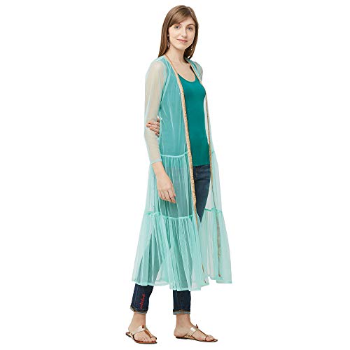 Image of FUSION BEATS Shrugs for Women, Open Neck Printed Shrugs Cardigan, Long Shrugs for Women, Sleeveless Sweater for Women, Overcoat for Women Summer Wear, Bohemian Shrugs for Women, Beach Wear