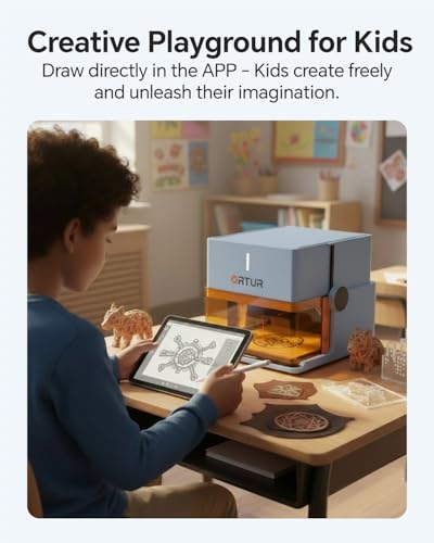 Ortur R1 5000mW Portable Laser Engraver and Cutter, Class 1 Foldable Laser Engraver, Exquisite Gift Box Packaging, APP Control Laser Engraver for Wood, Leather, Glass, Cloth (Misty Blue) - Image 6