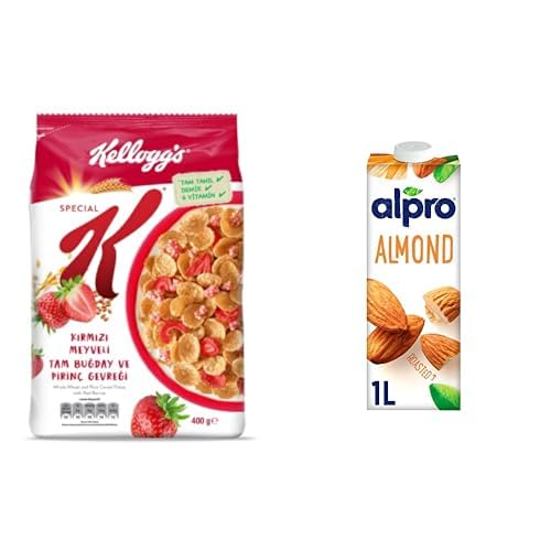 Kellogg's Special K Kırmızı Meyveli Kahvaltılık Tam Buğday ve Pirinç Gevreği 400 Gr & Alpro Badem Bitki Bazlı İçecek 1 L