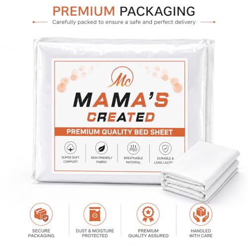 Image of Single Size Bed Sheet - 600 Thread Count Single Flat Sheet Only - Long Staple Egyptian Cotton Top Sheet Wrinkle & Fade Resistant - White
