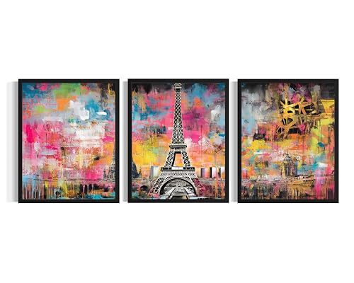 Paris Graffiti Art Print Poster, (Set of 3) Positive Affirmation
