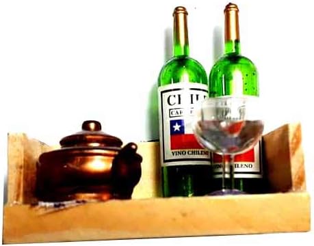 Generico 1 bandeja de madera con 2 botellas de plástico de 5 cm de alto y 1 vaso, con imán para pastores de pesebre recibirás un llavero G. ARMENO Artesanal Shepherds Crib