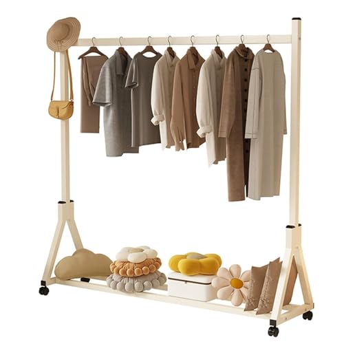 Portant à vêtements roulant simple en métal avec étagère basse (120x40x150 cm)