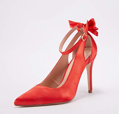 Image of Fashare Womens High Heels Bow Tie Back Sexy Stiletto Ankle Strap Wedding Dress Pumps Shoes