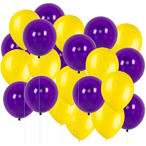 HappyField Graduation Party Decorations 30pcs Purple Yellow Party Balloons For Birthday Decoration Wedding Baby Shower Mardi Gras Party Engagement 2024 Graduation Party Supplies Cover