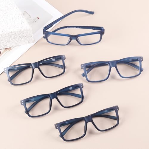 Image of Eyekepper 0.25 Reading Glasses Men, Oversized Readers for Women,5 Pack Blue | Stylish Mens Womens Cheaters,Large Fashion Reader Eyeglasses,All-Day Comfort Spring Hinges,Scratch Resistant for Work /Crafts