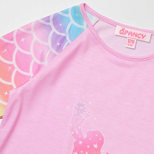 QPANCY Girls Pjs Sets Pajamas Kids Cotton Sleepwear Raglan Sleeve Sleep Shirts2