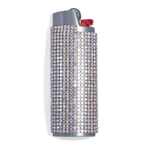 HUMWE Bling Rhinestone Crystal Lighter Case Cover Sleeve Metal Shiny Lighters Holder for Bic Full Standard Size Lighter J6 (multicolor1)