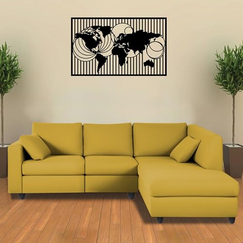 Image of Florian RHS 4 Seater L Shape Sofa Set for Living Room (Yellow Fabric) Premium Fabric Sofa