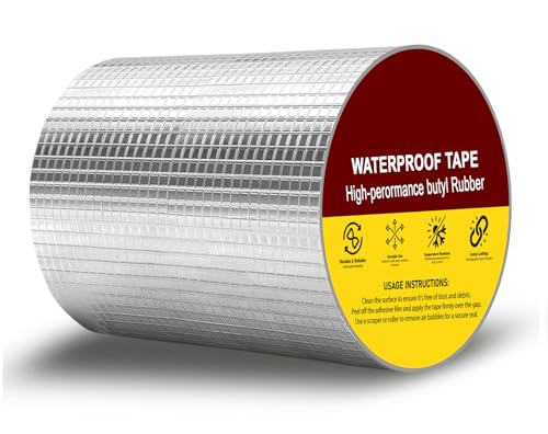 Image of Aluminium Butyl Waterproof Tape | Heavy Duty Leak Repair Sealing Tape | Self-Adhesive Roof, Pipe & Wall Crack Repair | Weatherproof & Heat Resistant (6 Inch (15CM*5M)