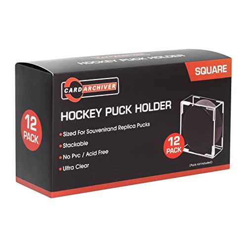 12-Count Hockey Puck Holder - Cube Square Hockey Puck Display Cases 2-Piece Snap Clear Hockey Puck Holder Official Size Hockey Puck Display Boxes