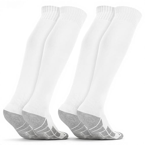 🌿【Tessuto di Alta Qualità】: Le calze da calcio sopra il ginocchio sono realizzate con 94.8% poliestere e 5.2% spandex. Assorbono il sudore, riducendo l'odore e mantenendo i piedi asciutti tutto il giorno, garantendo il comfort di indossamento.