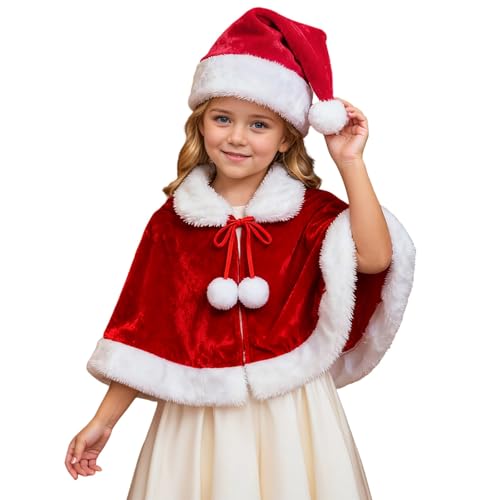 Weihnachten Santa Umhang Weihnachtsmantel Set Cape + Weihnachtsmann...