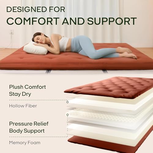 Image of ZonLi Japanese Floor Futon Mattress Twin Size 75 inchx 39 inch, 100% Cotton Cover 4'' Thicken Tatami Mattress, Foldable Sleeping Pad, Portable Dormitory Tatami Mat, Roll Up Floor Lounger Bed for Adult