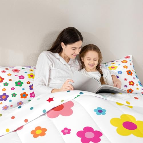 Image of Feelyou Flower Groovy Comforter Set Queen Size Kids Boys Girls Bedding