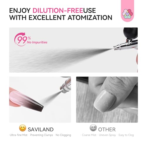 Image of SAVILAND Plus Airbrush Gel Nail Polish Dilution-free: 20 ml Black Non-Acetone Polish Gel for Airbrush Low Odor No Clogging Airbrush Paint for Nails for Ombre Gradients Stencils Pattern French Nail Art