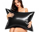 Echt Latex Kissen Kopfkissen Gummi Kissenbezug Bett Bettwäsche Erotik Wetlook Sexspielzeug für Paare im Bed Pillow case (Schwarz 40 * 80cm)