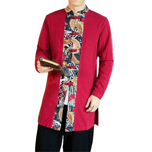 Manteau coupe-vent homme coton lin pour un look ethnique confortable