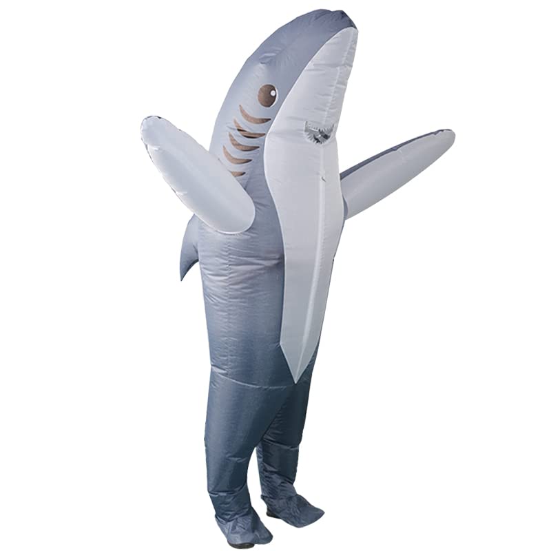 Poptrend Adults Inflatable Halloween Costumes Blow Up Grey Shark Costume for Halloween, Christmas, Birthday Party(grey)