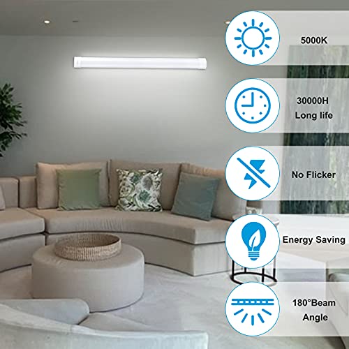 Image of 4ft Plug in Ceiling Lights, IP66 Waterproof 36W Tube Light with NO /Off Switch, 4000LM LED Shop Light, 5000K LED Lights for Kitchen, Bathroom, Garage, Vanity