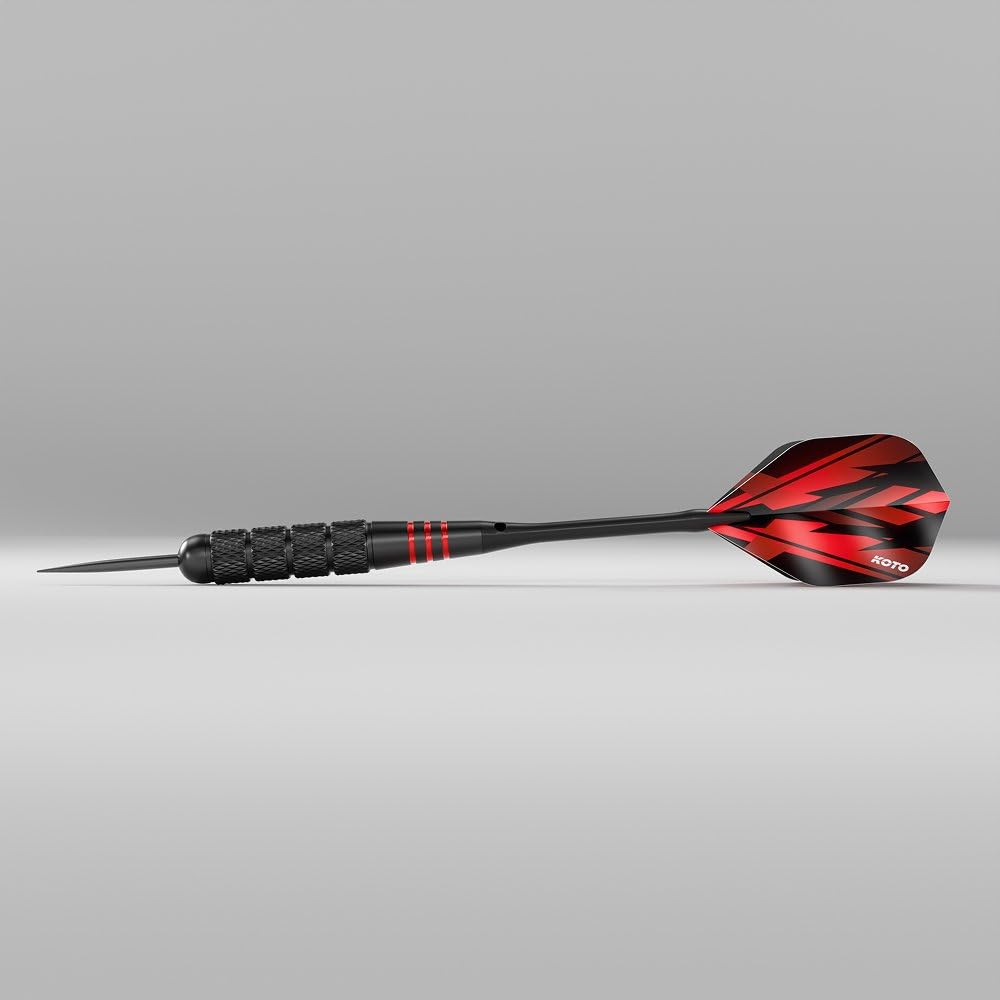 KOTO darts KOTO - Mosiężny zestaw multi wraz z 4 zestawami rzutek z mosiądzu powlekanego na czarno (23 g), 4 zestawy lotek (100 mikronów) + czarne aluminiowe trzonki walizka