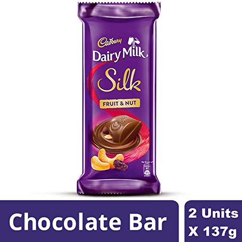 Image of Cadbury Dairy Milk Silk Chocolate Bar, 150G (Pack Of 3) & Dairy Milk Silk Fruit And Nut Chocolate Bar, 2 X 137 G, 724 Gram