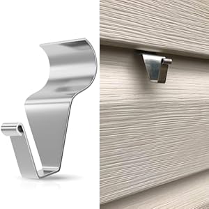 MIUKAA Vinyl Siding Hooks (4-Pack), Stainless Steel No Hole Siding Clips Hangers for Hanging Outdoor, Hang String Lights, Front Porch Patio Decor, Christmas Wreath Decoratio MIUKAA Vinyl Siding Hooks 4 Pack Stainless Steel No Hole Siding Clips Hangers for Hanging Outdoor Hang String Lights Front Porch Patio Decor Christmas Wreath Decoratio