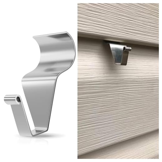 MIUKAA Vinyl Siding Hooks (4-Pack), Stainless Steel No Hole No Damage Siding Clips Hangers for Hanging Outdoor, Hooks for Outdoor String Lights, Patio Decor, Front Porch Decor, Wreath Decor