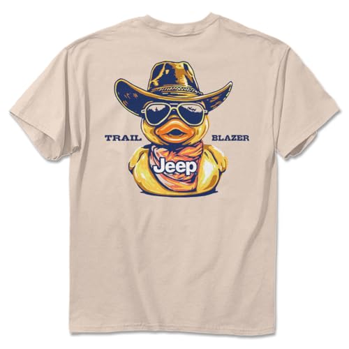 Jeep Duck Trail Blazer Short Sleeve T-Shirt | 100% Ringspun Cotton | Ivory, Jeep Duck Design