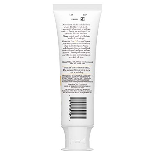 Burt\'s Bees Kids Toothpaste, Fluoride Free, Fruit Fusion, 4.2 Oz, Pack of 4