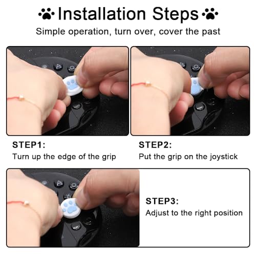 Image of Lianxiaw 4PCS Silicone Thumbstick Grip Cap Joystick Analog Protective Cover Case for Psvita PS Vita PSV 1000 2000 Slim Game Console (Paw Pink Blue)