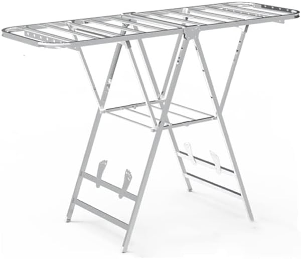 Clothes Drying Rack Clothes Drying Rack, Foldable 2-Level Laundry Drying Rack, Free-Standing Stainless Steel Drying Rack with Height-Adjustable Wings for Clothes, Sheets
