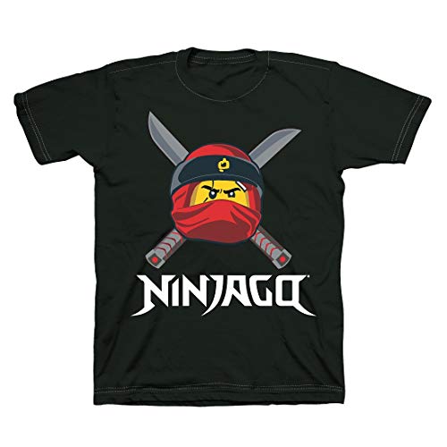 lego ninja party - LEGO Ninjago Ready to Battle Face T-Shirt. 100% Cotton, Boys (Black, 5/6)