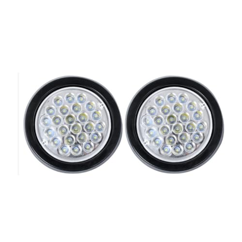 PILOTO Trasero 2 Luces Traseras Redondas 24 V Y 24 LED para Coche, Reflectores para Camión, Remolque, ATV, RV Y Autobús Luces traseras(2piece White)