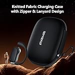 Open Ear Earbuds Ear Buds Bluetooth Headphones Wireless 80Hrs Playtime, Over Ear Sports Earbuds with Earhook & Zipper Case, 16.2mm Stereo Sound for Running/Gym, Lanyard Design Black - Image 3