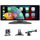 Podofo Wireless Apple Carplay Car Stereo, 10.26” Portable Android Auto Car Radio with Mirror Link,12LED HD Backup Camera, Bluetooth Hands-Free/FM Transmission/WiFi/Aux/EQ/USB Port for All Vehicles