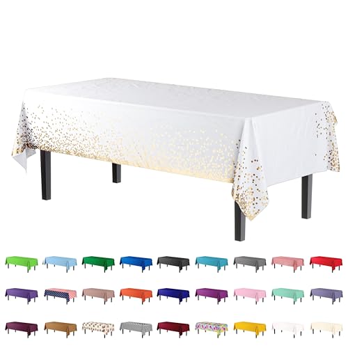 Nappe rectangulaire plastique imperméable et résistante à pois dorés pour buffet