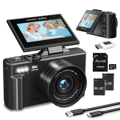 Cámara digital 4K/5K 75MP Zoom 18X pantalla 3" giratoria miniatura 1