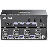 KCEVE 8K KVM切替器 3PC 3モニター、ミラー/拡張モード HDMI + DPポート (8K@30Hz/4k@144Hz) USB3.0ポート KVM Switch PC3台とディスプレイ3台対応 キーボード、マウスを3PCで共有 ドライバー不要 手元スイッチ&USBケーブル付
