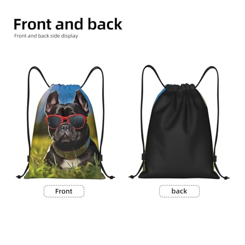 Drawstring Backpack French bulldog wearing sunglasses Drawstring Bag Sports String Bag Gym Sackpack for Women Men3