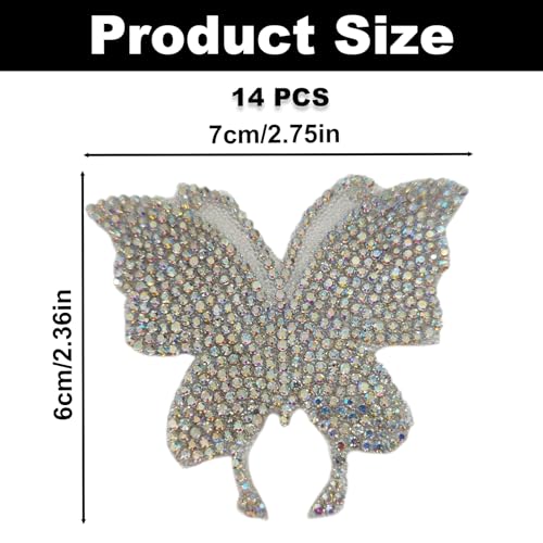 Image of 14PCS Butterfly Car Decals, Silver Rhinestone Butterflies Stickers, Bling Crystal Car Sticker, Self-Adhesive Decal for Women, Auto Decal for Bumper Window, Decorative Stickers for Car Laptops Phone