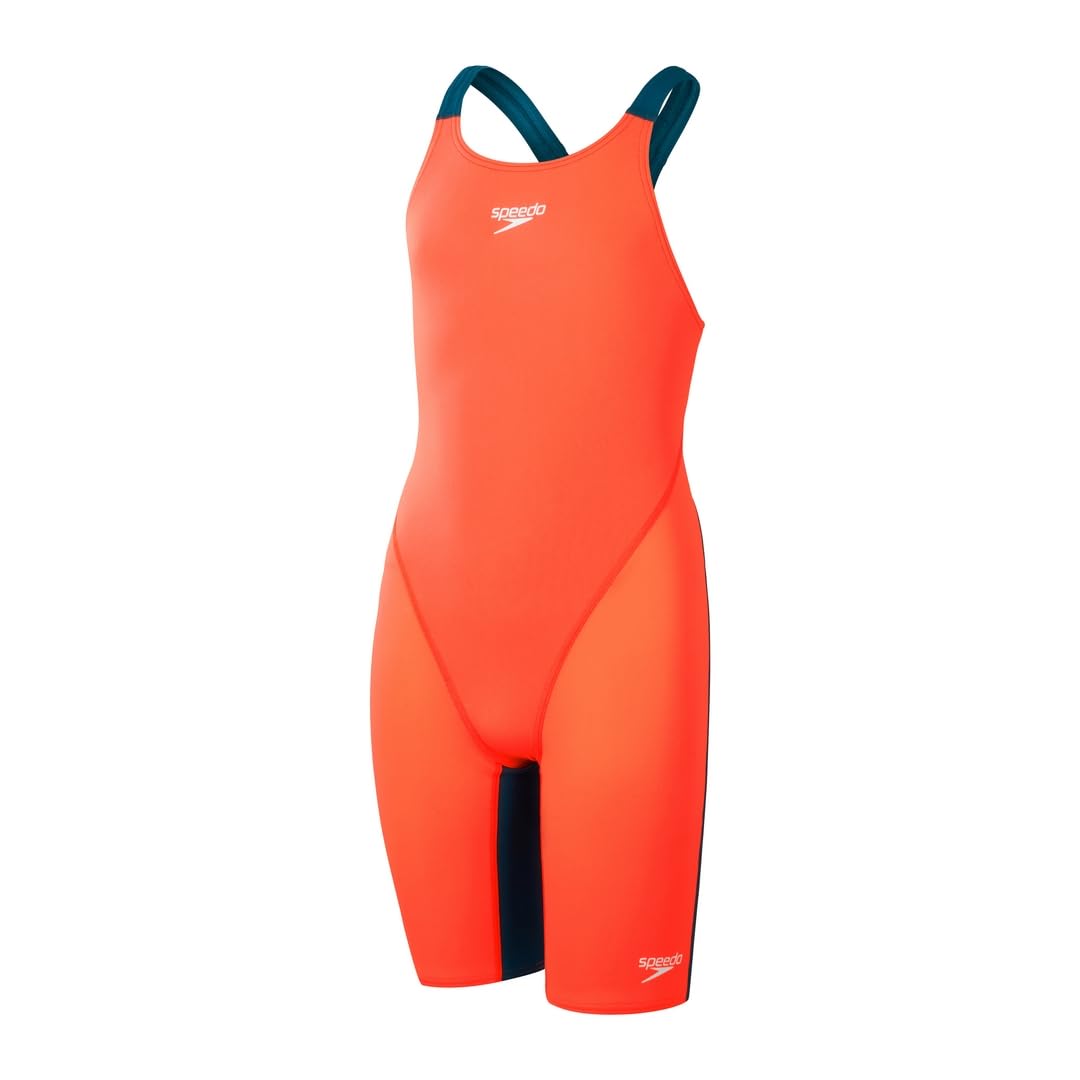 Speedo Girls Fastskin Junior Endurance+ Max Openback Kneeskin Swimming Costume Red Blue 7-8 Years Red/Blue