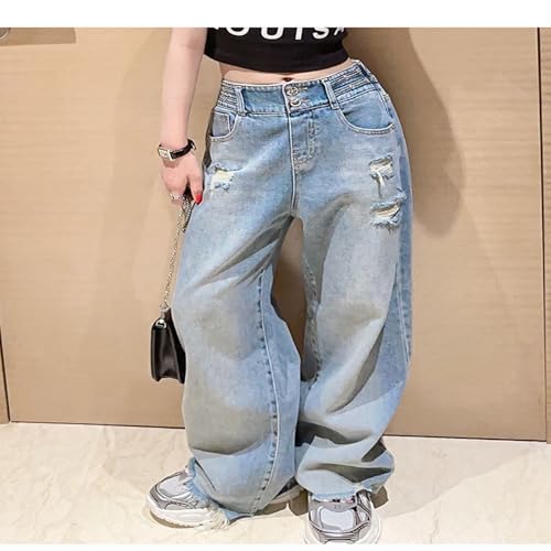 Girls Casual Loose Ripped Wide Leg Jeans for Girls with Pockets - Fashionable and Trendy Bottoms for Everyday4