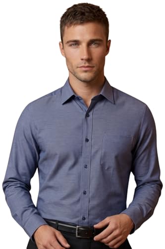 Image of Louis Philippe Men's Regular Fit Easy to Iron Everyday wear Premium Cotton Full Sleeve Solid Formal Shirt