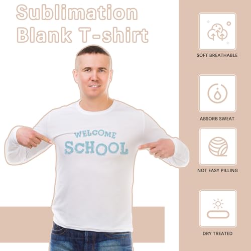 ORJ 5 Pack Long Sleeve Polyester Adult Tshirts for Sublimation White Blank3